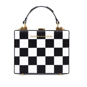 Brandon Blackwood Standard Kendrick Trunk Black White Checkerboard Print Leather